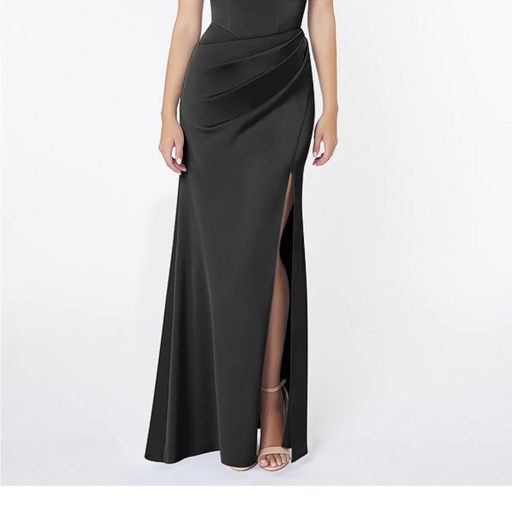 Azazie Black Asymmetrical Slip Maxi Dress